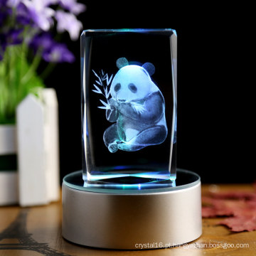 Artesanato de cristal com animais da panda da gravura do laser 3D